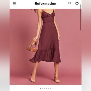 Reformation Embry Maroon Midi Dress